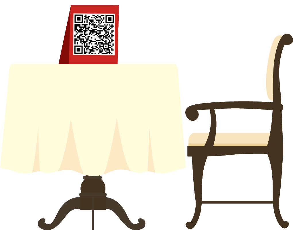 small QR Code banner on the table