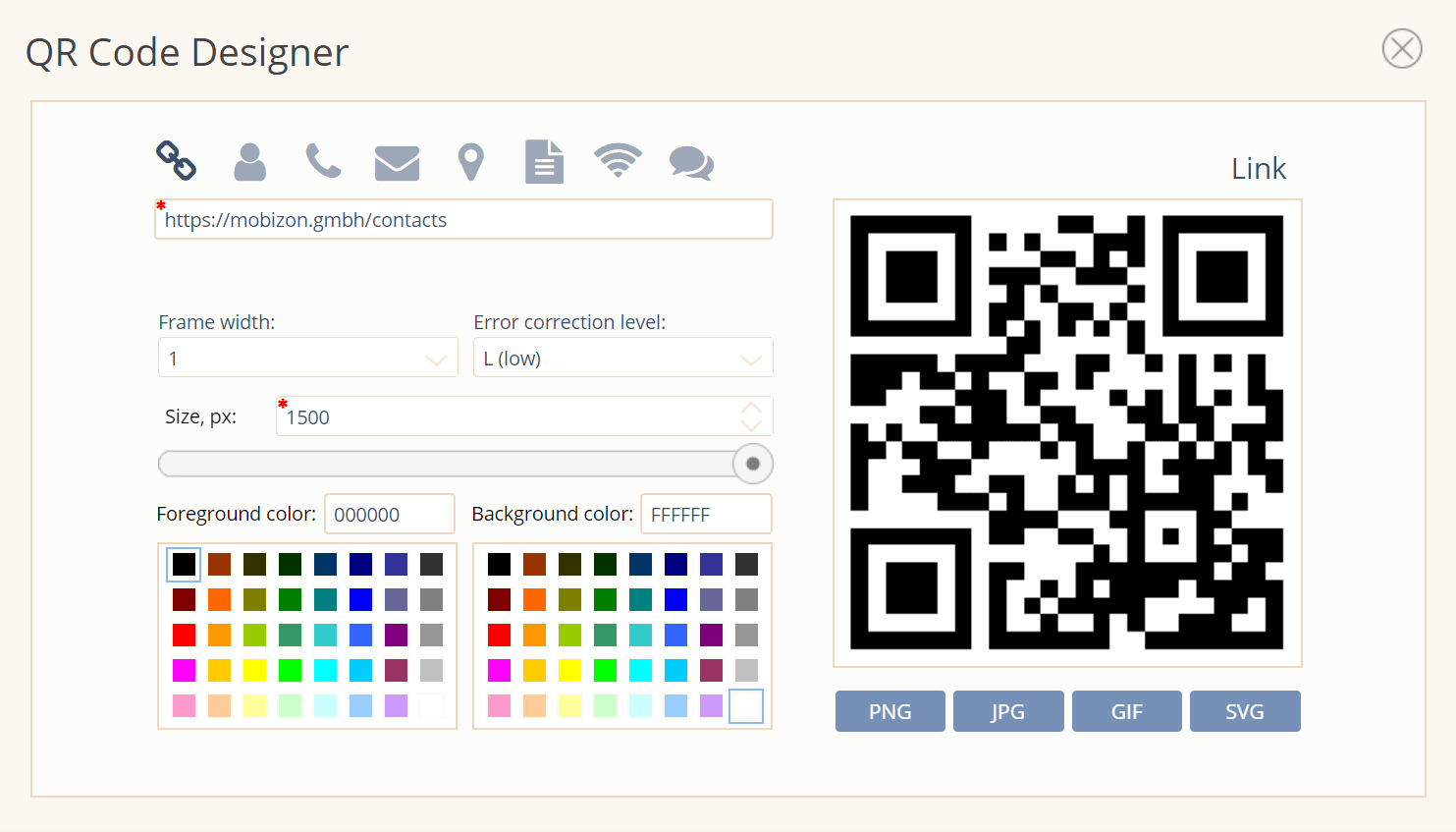 Easy QR code generator